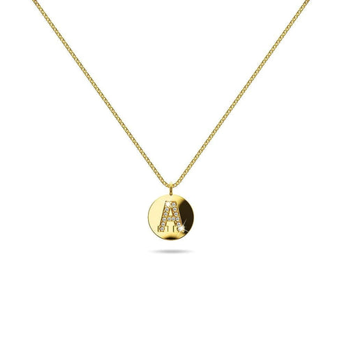 Solid 925 Sterling Silver Initial Alphabet Personalised Disc Necklace